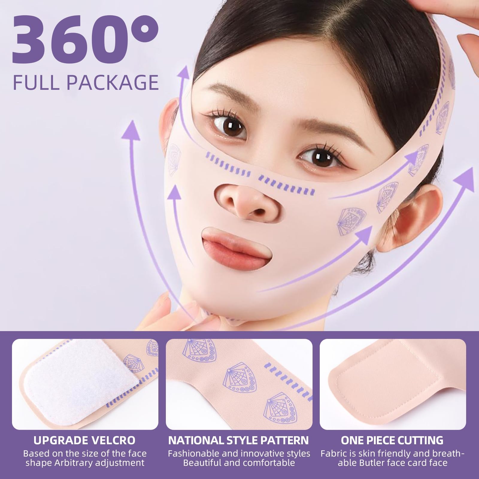 V-Line Face Lifting Tape - Reusable Beauty Face and Chin Lift Mask for Men and Women, Soft High-Elastic Fit, Depuffing and Skin Tightening, Double Chin Strap, Sagging Skin Relief