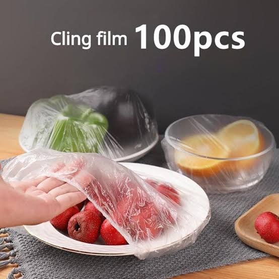 Set of 100 Disposable Plastic Stretchable Bowl Covers (F)